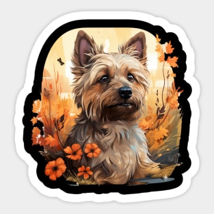 Floral Cairn Terrier Vintage Flower Dog Lover Sticker